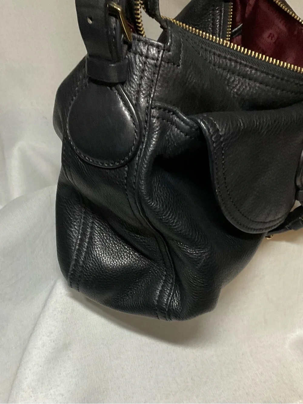 Lauren Ralph Lauren Black Leather Shoulder Bag with Gold Hardware